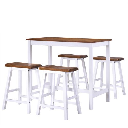 5-dijelni barski set stola i stolaca od masivnog drva slika 2