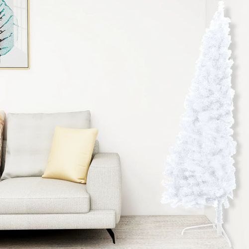 Umjetna polovica božićnog drvca LED s kuglicama bijela 180 cm slika 11