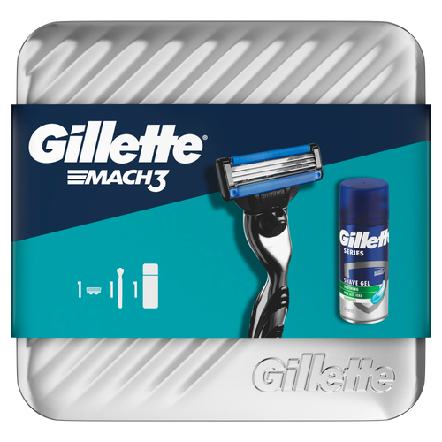 Gillette Mach 3 brijač + Series Gel 75ml sa metalnom kutijom slika 1