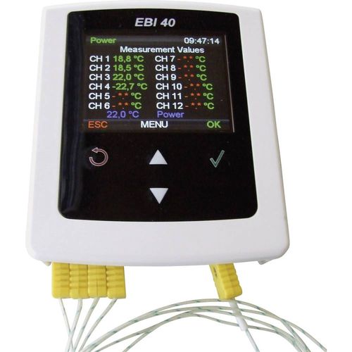 ebro EBI 40 TC-01 uređaj za pohranu podataka temperature Kalibriran po (ISO) Mjerena veličina temperatura -200 do 1200 °C slika 1