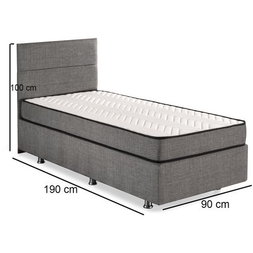 Woody Fashion Osnova i uzglavlje kreveta za jednu osobu, Sivo, Silver - Grey (90 x 190) slika 4