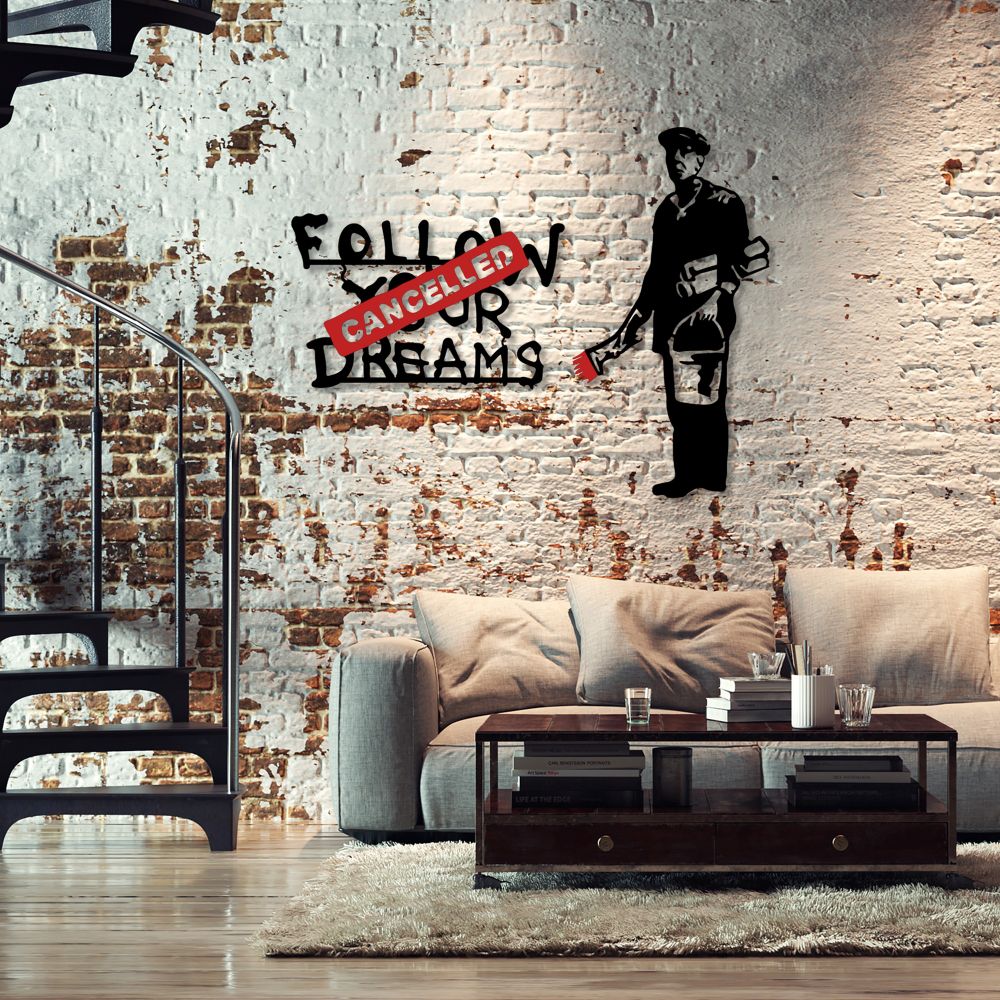 Banksy Metal 06 Bijelo-Crveni Dekorativni Metalni Zidni Ukras slika 4