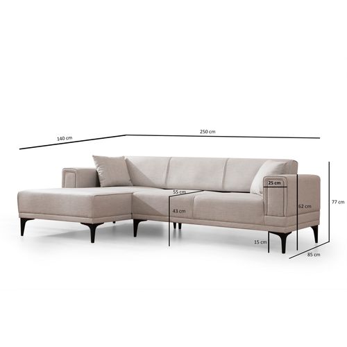 Ugaona Sofa- Krevet Horizon Left - Ecru Boja slika 8