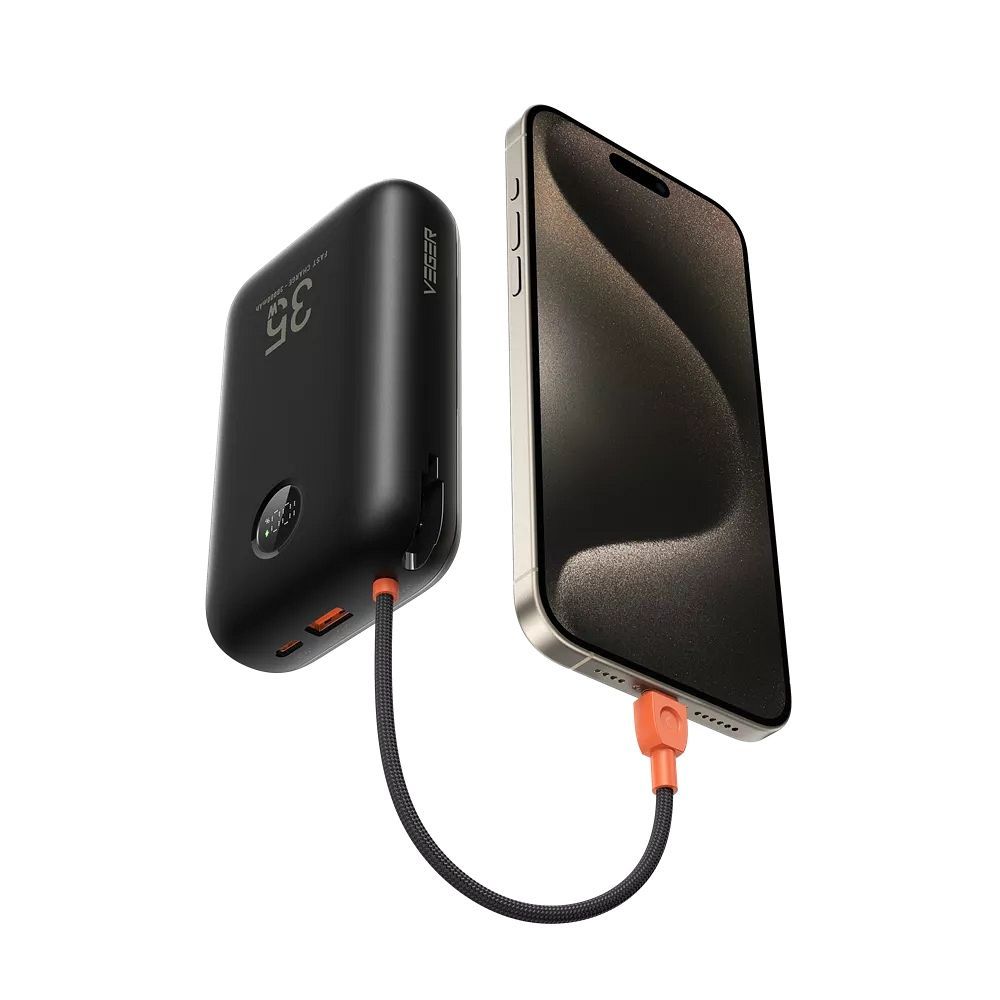 Powerbank Veger K3 PD QC3.0 35W 30000 mAh s ugrađenim Type-C / Lightning kabelima crne boje slika 4
