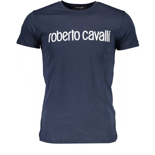 ROBERTO CAVALLI MEN'S SHORT SLEEVE T-SHIRT BLUE slika 1