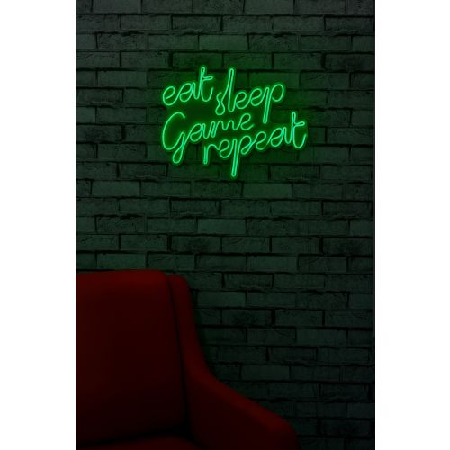 Wallity Ukrasna plastična LED rasvjeta, eat sleep game repeat - Green slika 3