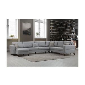 Kristal 3+Corner+2 v2 - Light Grey Light Grey Corner Sofa-Bed