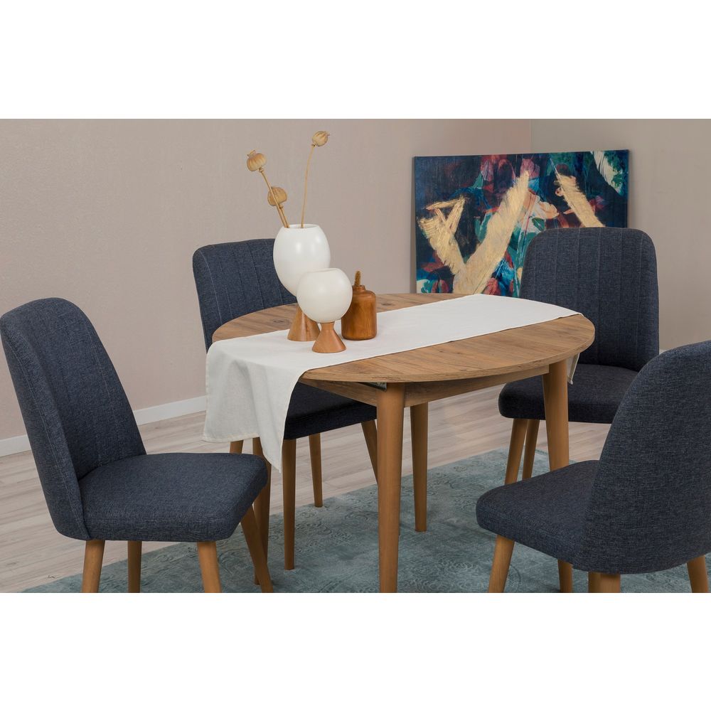 Vina 1048 - Set produžnog stola i stolica od Atlantske borovine, plava slika 3