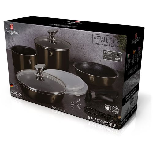 BERLINGER HAUS SET POSUĐA 9 DELOVA METALLIC LINE SHINY BLACK EDITION slika 8