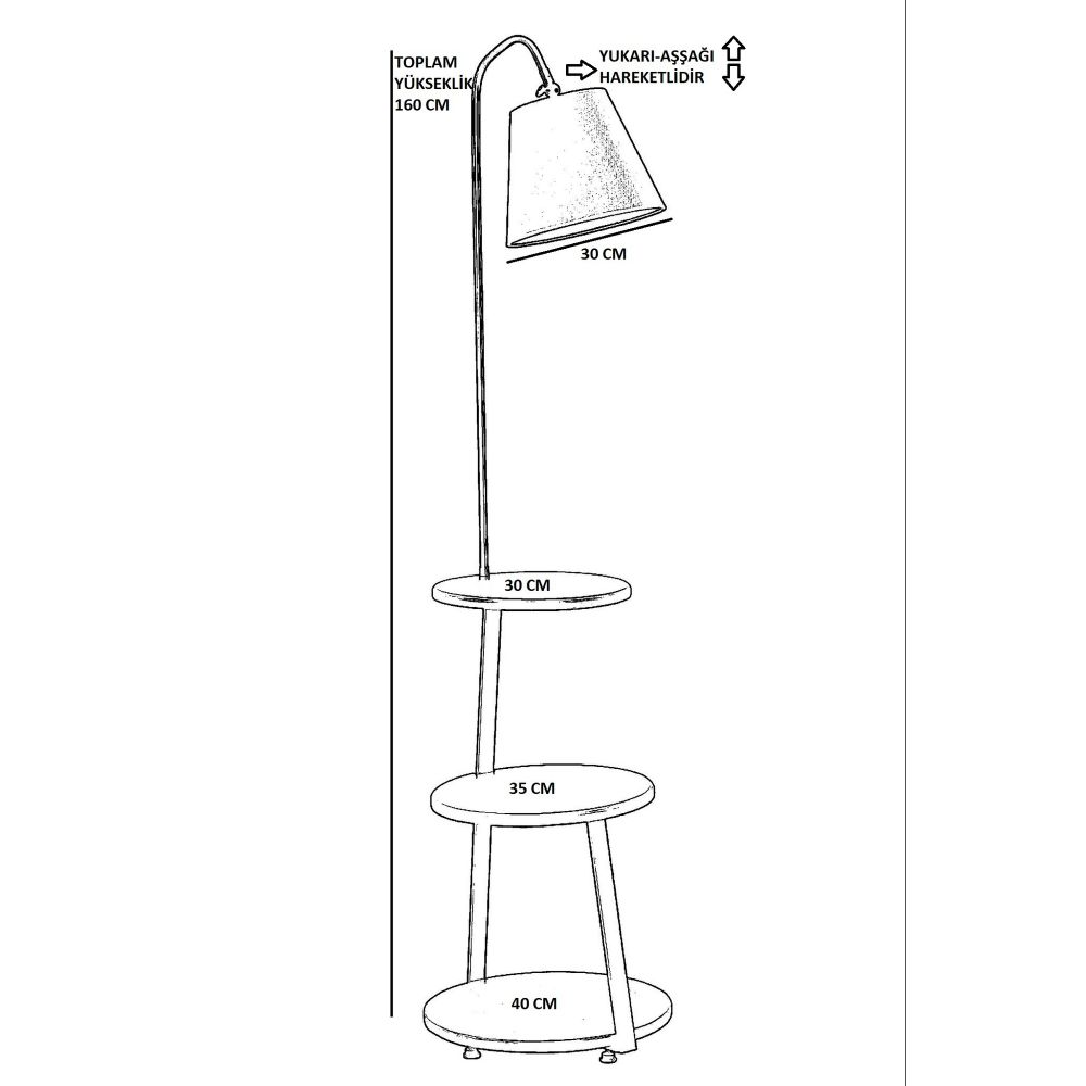 Stojeća lampa Sorti 8743-3 u crnoj boji sa policama od orahovog drveta slika 4