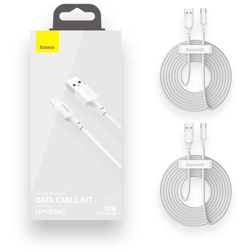 Baseus Simple Wisdom Data Cable Kit USB to Type-C 5A (2kom/Set）1.5m bijeli slika 2