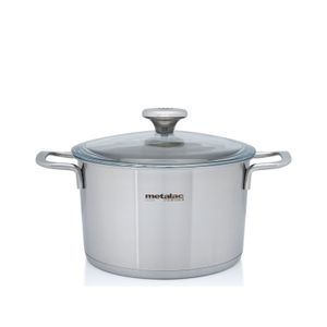 Metalac inox šerpa , duboka ,  20 cm / 3.5 l Konix santino sa staklenim poklopcem