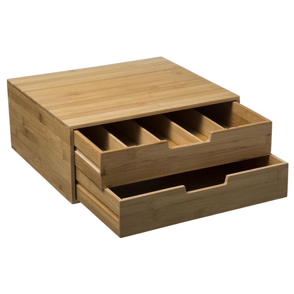 Five kutija za kapsule espresso kafe, 34 x 31 x 14,5 cm, MDF/bambus, bež slika 3