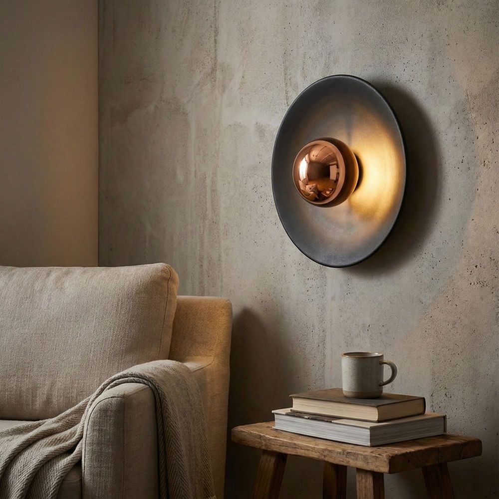 Zidna Lampa Node - 16150, boje: Crna, Bakrena slika 1