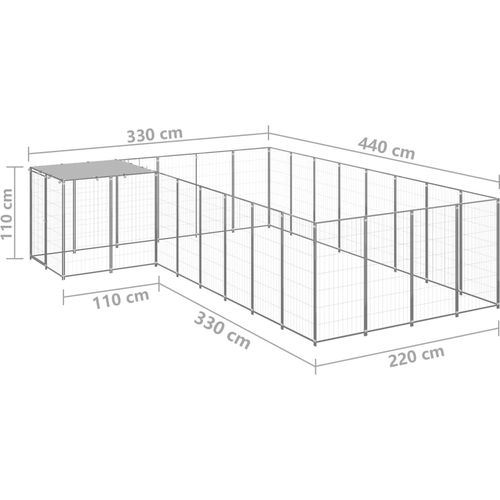 Kavez za pse srebrni 10,89 m² čelični slika 12