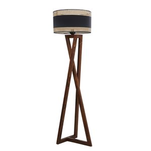 Maçka Ceviz Lambader Silindir 03 Rattan Abajurlu Walnut Floor Lamp