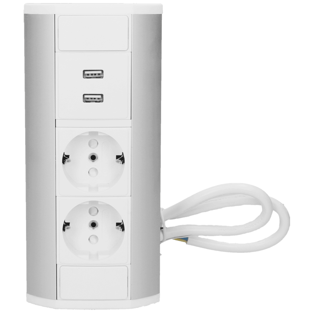 Orno Produžni kabel sa 2 x Schuko utičnice, 2 x USB, ugradbena - OR-GM-9003/W-G(GS) slika 6