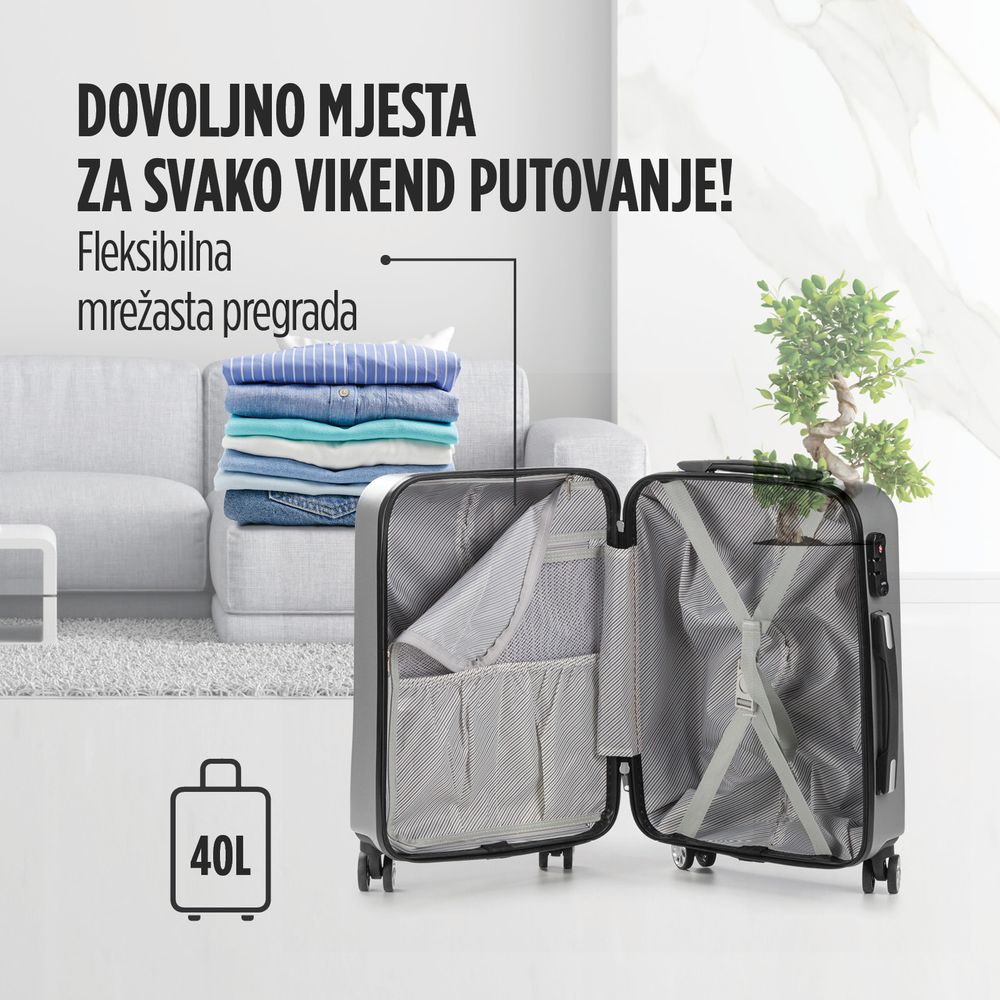 Scandinavia kofer 40 l / 56 cm, Carbon serija, siva slika 5