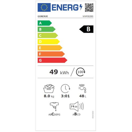 Gorenje WNPI82BS veš mašina Inverter PowerDrive, 8 kg, 1200 rpm, SteamTech slika 15