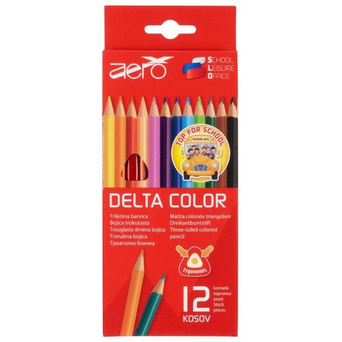 Aero Drvene bojice Triangular Delta Color, 12 kom u kartonskom pakiranju 3303-0212 slika 3