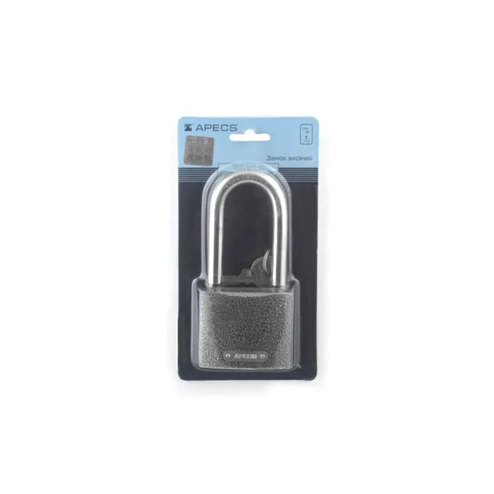 Katanac APECS - metalni, PD - 01, 63 mm, automat, dugi vrat, blister slika 1