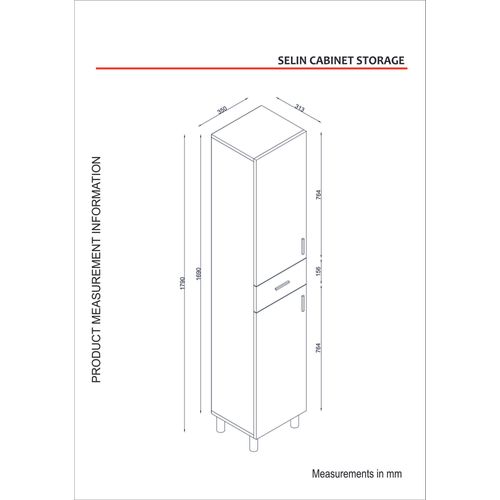 Selin - White White Bathroom Cabinet slika 6