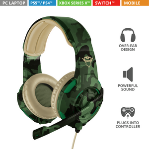 Trust gaming slušalice za PS4/PS5 GXT310C Radius maskirno zelene (22207)