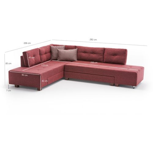 Atelier Del Sofa Manama Corner Sofa Bed Left - Claret Red Claret Red Corner Sofa-Bed slika 7