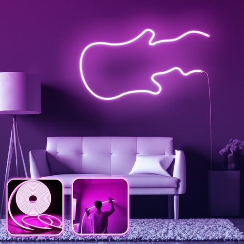 Opviq dekorativna zidna led svjetiljka, Guitar - Medium - Pink slika 2