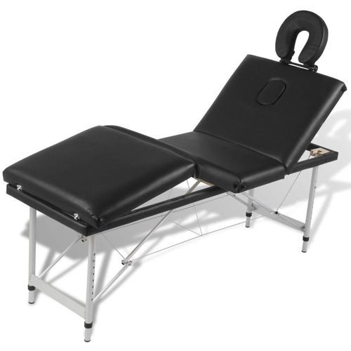 Sklopivi masažni stol s aluminijskim okvirom, 4 zone, crni slika 7