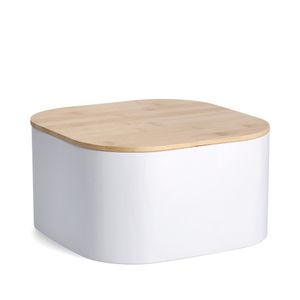 Zeller Kutija za kruh s poklopcem od bambusa, metal, bijela, 26,5x26,5x14,5 cm, 25382