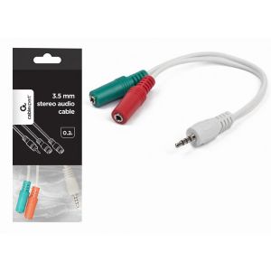 CCA-417W Gembird 2x 3.5 mm(slusalice i mikrofon) adapter na 1x 3.5mm(4 pin) cable, 0.2 m beli FO