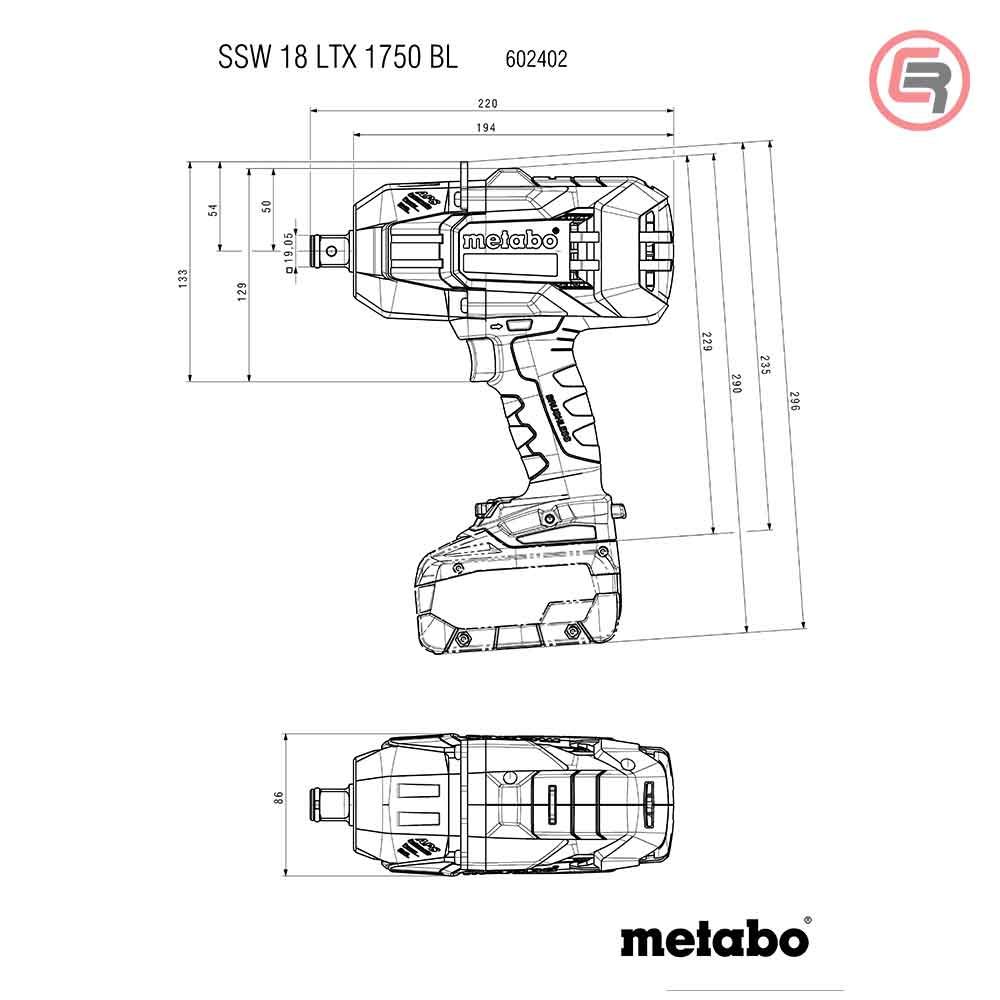 Metabo Odvijač Udarni Aku SSW 18 LTX 1750 BL – 3/4" (bez baterije i punjača) – 602402850 slika 9