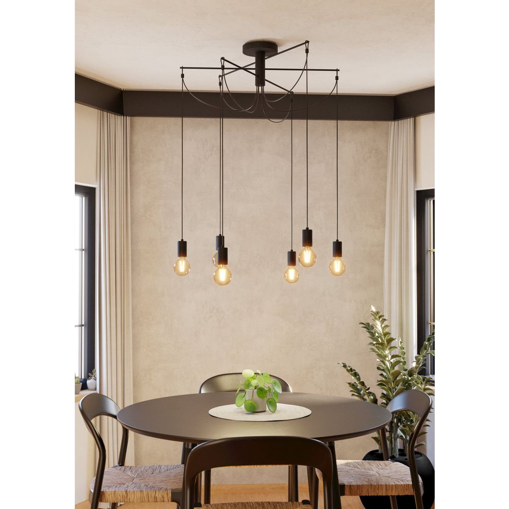 Eglo stropna rasvjeta musara e27 6x60w crno v:850mm o790mm slika 2