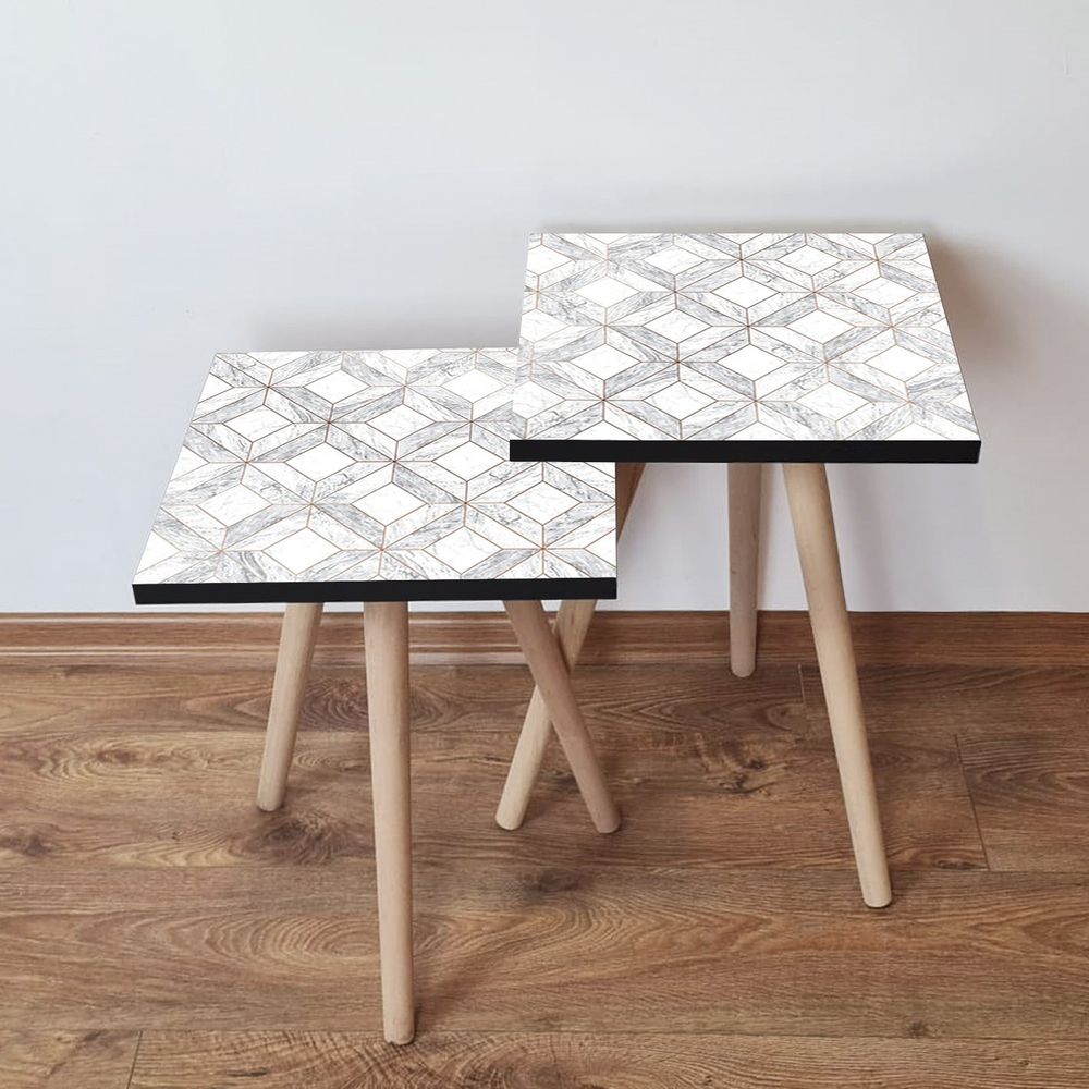 Nesting stolovi 2Shp319 - (2 komada) - boje: bijela, siva slika 1