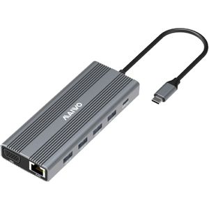 MAIWO USB Tip-C 12 u 1 Docking USB3.0+SD/TF+RJ45+HDMI*2+VGA+Audio+US B-C PD+USB-C data, KH12RHV