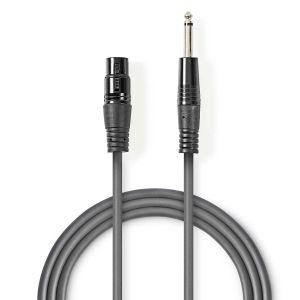 Kabel NEDIS, 6.35mm TS (M) na XLR 3-Pin (Ž), sivi, 5m