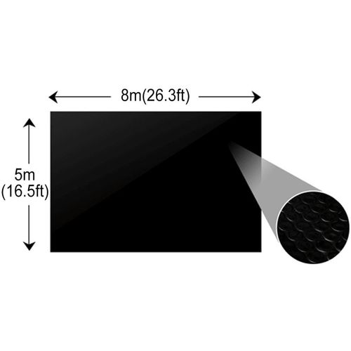 Plutajući pravokutni PE solarni pokrivač za bazen 8 x 5 m crni slika 2
