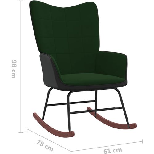 Stolica za ljuljanje tamnozelena od baršuna i PVC-a slika 15