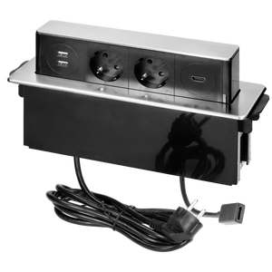 Orno Produžni kabel sa 2 x Schuko,2 x USB utičnice,HDMI,ugradbena - OR-GM-9016(GS)/B-G