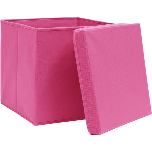 Kutije za pohranu s poklopcima 10 kom roze 32x32x32 cm tkanina slika 3