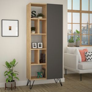 Woody Fashion Polica za knjige, hrast Antracit, Jedda Bookcase - Oak, Anthracite