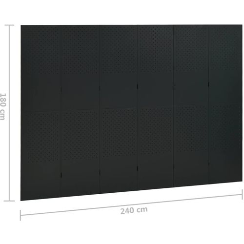 Sobna pregrada sa 6 panela crna 240 x 180 cm čelična slika 10