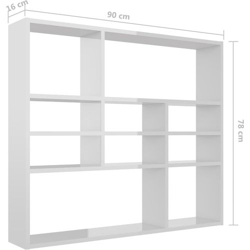 Zidna polica visoki sjaj bijela 90 x 16 x 78 cm od iverice slika 18