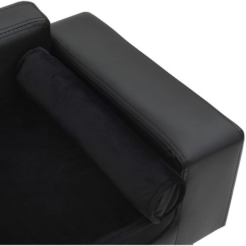 Sofa za pse crna 81 x 43 x 31 cm od pliša i umjetne kože slika 15