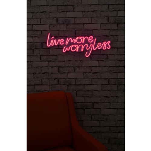 Wallity Ukrasna plastična LED rasvjeta, Live More Worry Less - Pink slika 11