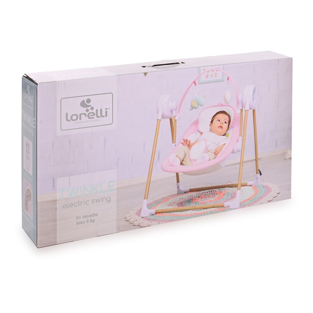 Lorelli Električna ljuljačka za bebe Twinkle, Pink Rhino slika 6