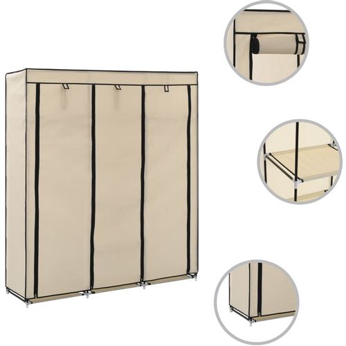 282455 Wardrobe with Compartments and Rods Cream 150x45x175 cm Fabric slika 34