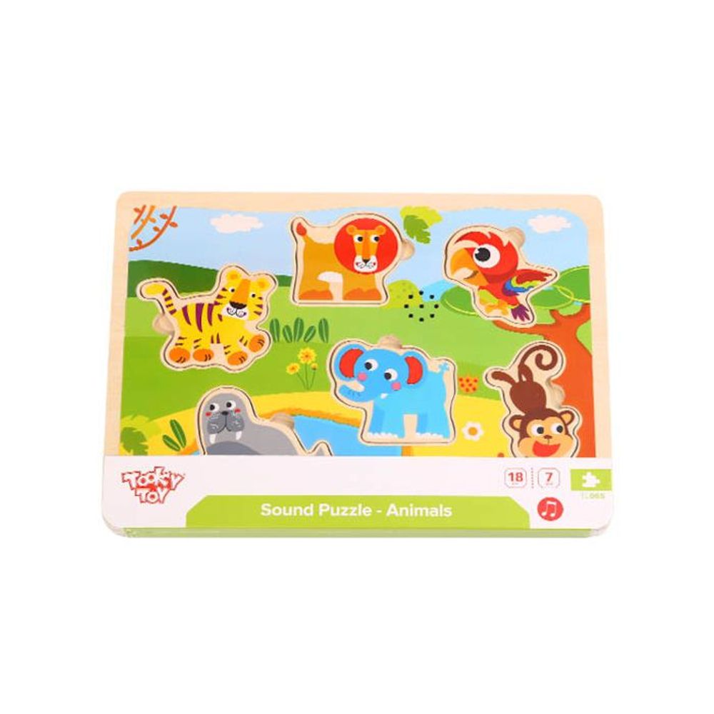 Tooky Toy Drvena slagalica sa zvukom Sound Puzzle Animals TL065  slika 2