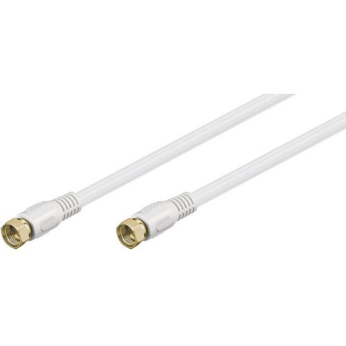 SAT priključni kabel [1x F utikač - 1x F utikač] 5 m 85 dB pozlaćeni utični konektori Goobay bijeli slika 1